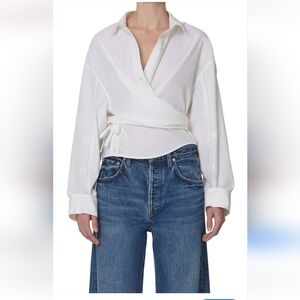 Citizens of humanity vienna wrap shirt in optic white sz large